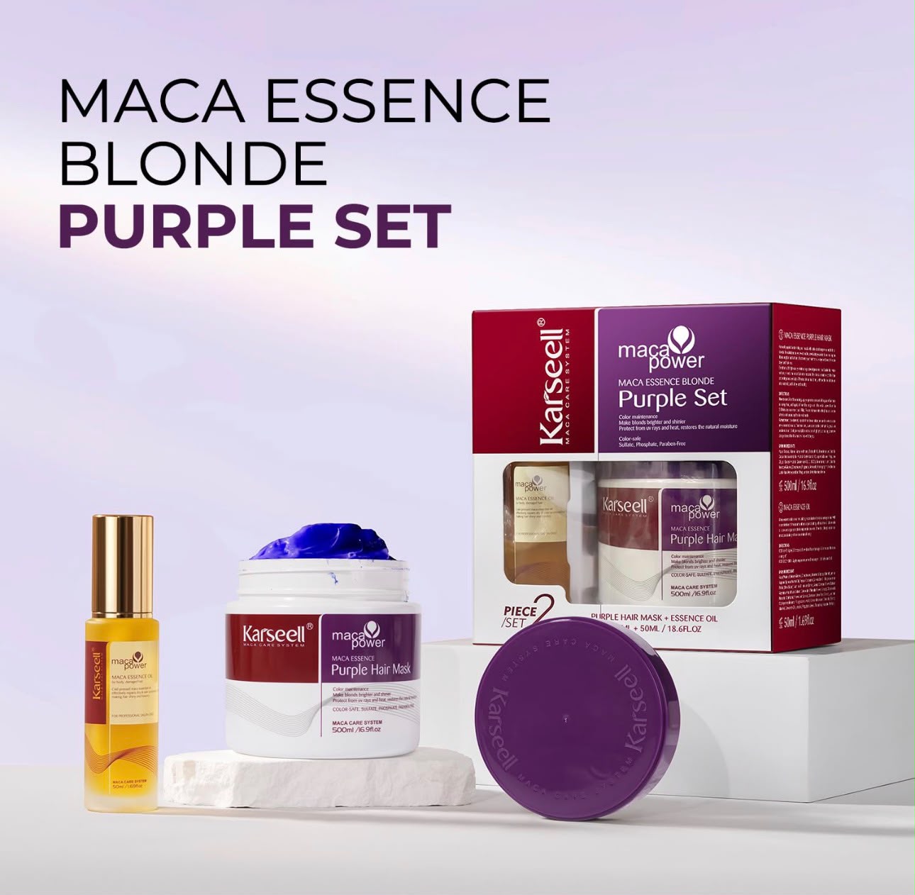 Karseell Maca Power Purple Hair Mask & Oil Set