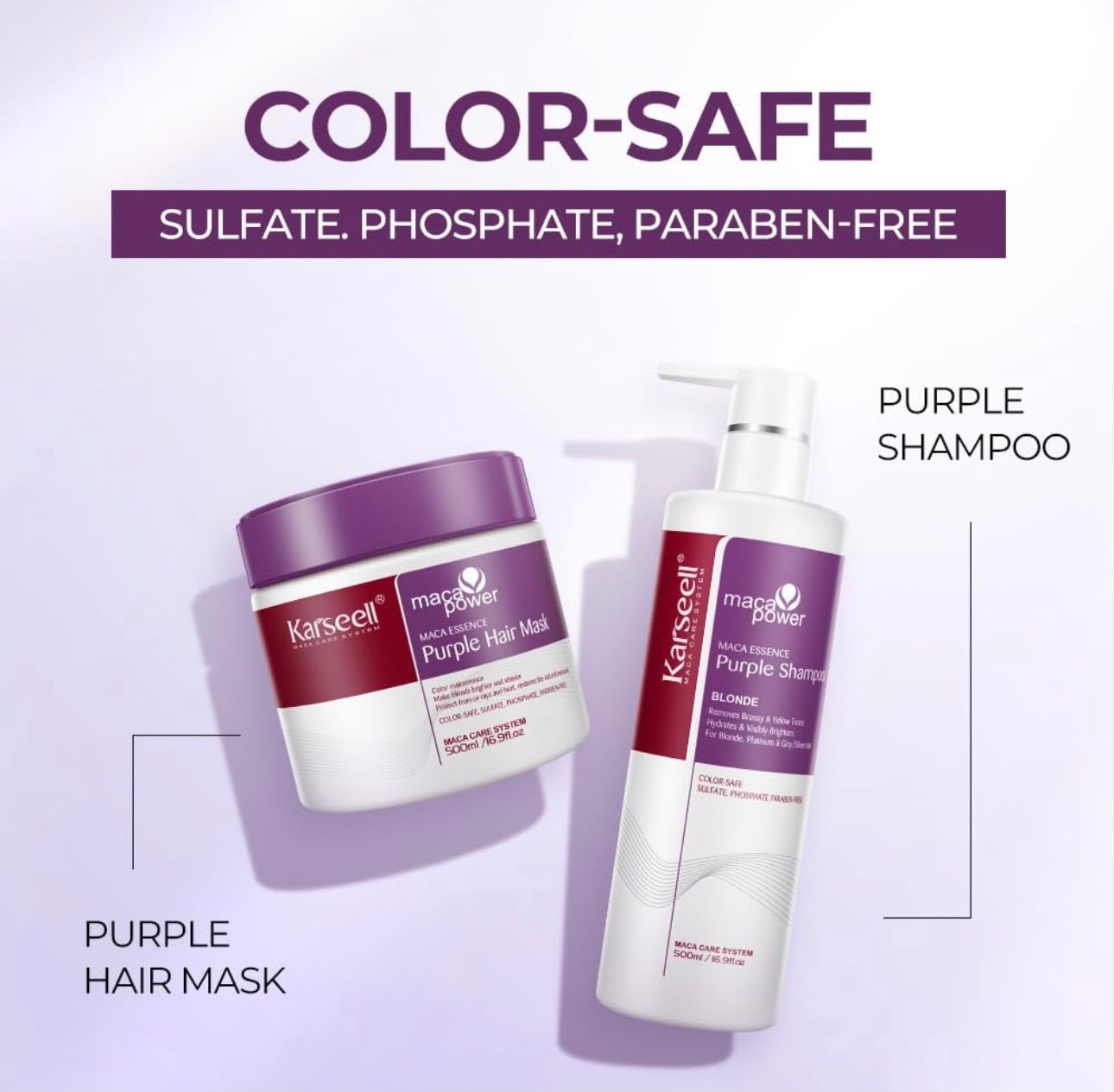 Karseell Maca Power Purple Hair Mask & Shampoo Set